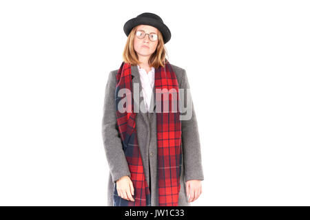 Hipster girl in kaltem Wetter Stockfoto