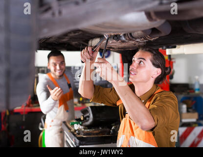 Professionelle manuelle Arbeiter Reparatur Auto ohne Lenkrad in der  mechanischen Werkstatt Stockfotografie - Alamy