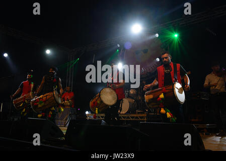 Dhol Foundation an der Wickham Music Festival 2017 Stockfoto