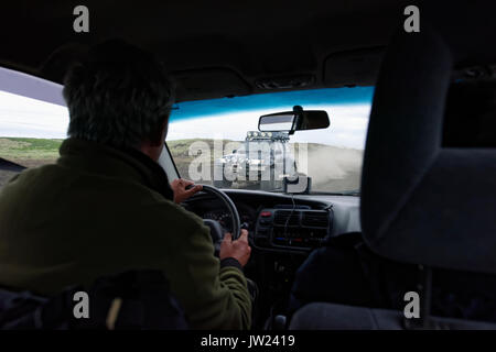 Misty Landschaft in Island. Stockfoto