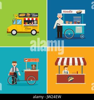 Streetfood flache Shopdesign Stock Vektor