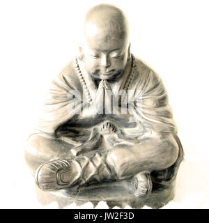 Buddha-Statue auf weißem Hintergrund Stockfoto