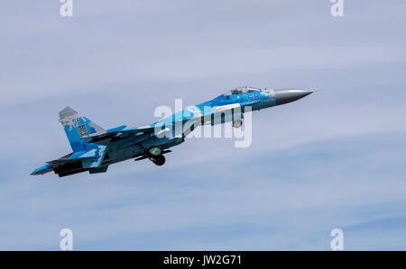 Sukhoi Su27, ukrainische Luftwaffe bei der Royal International Air Tattoo Stockfoto