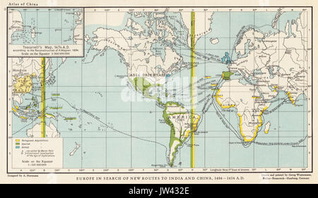 Europa auf der Suche nach neuen Routen nach Indien und China, 1486 1616 A D Stockfoto