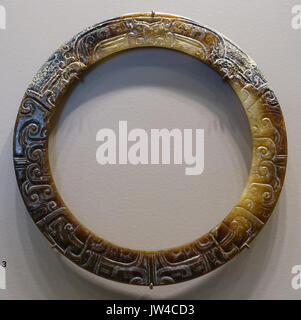 Reich verzierten Ring disk, China, Warring States, 4. 3. Jahrhundert v. Chr., Nephrit Arthur M Sackler Museum, Harvard University DSC 00750 Stockfoto