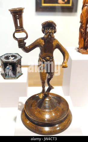 Wilde Mann Kerzenhalter, Künstler unbekannt, Deutschland, c 1525 1550, Bronze mit modernen socket Busch Reisinger Museum, Harvard University DSC 01035 Stockfoto