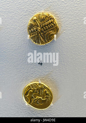 Stater Der Trinovantes oder Catuvellauni, Celtic, in Großbritannien, in der zweiten Hälfte des 1. vorchristlichen Jahrhunderts, gold Arthur M Sackler Museum, Harvard University DSC 01497 Stockfoto