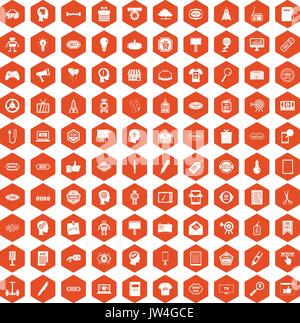 100 Creative Marketing Symbole Sechseck orange Stock Vektor