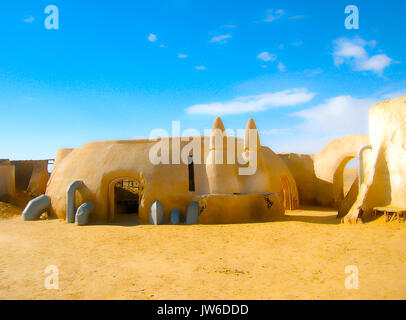 Sahara, Tunesien - Januar 03, 2008: Verlassene Sets für die Dreharbeiten für den Film Star Wars Stockfoto