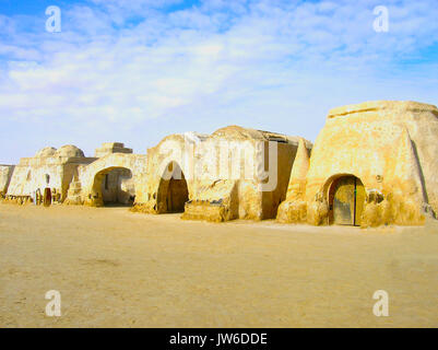 Sahara, Tunesien - Januar 03, 2008: Verlassene Sets für die Dreharbeiten für den Film Star Wars Stockfoto