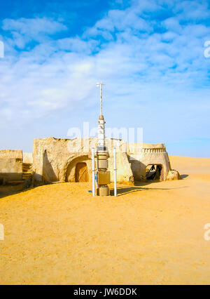 Sahara, Tunesien - Januar 03, 2008: Verlassene Sets für die Dreharbeiten für den Film Star Wars Stockfoto