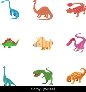 Dinosaurier-Icons set, cartoon-Stil Stock Vektor