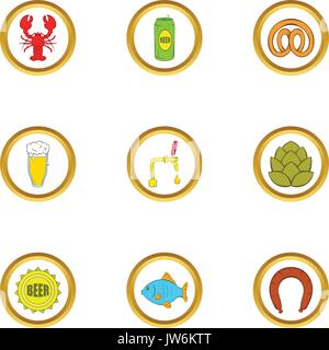 Bier snacks Symbole, Cartoon Stil Stock Vektor