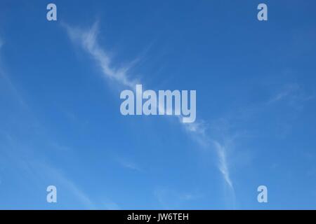 London, Großbritannien. 11 Aug, 2017. Blauer Himmel über Canary Wharf mit leichter Bewölkung. : Credit: Claire Doherty Alamy/Live-Nachrichten Stockfoto