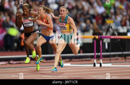 London, Großbritannien. 11 Aug, 2017. Sally PEARSON (AUS) in den Frauen 100m Hürden Finale. IAAF Leichtathletik WM. London Olympiastadion. Queen Elizabeth Olympic Park. Stratford. London. UK. 11.08.2017. Credit: Sport in Bildern/Alamy leben Nachrichten Stockfoto