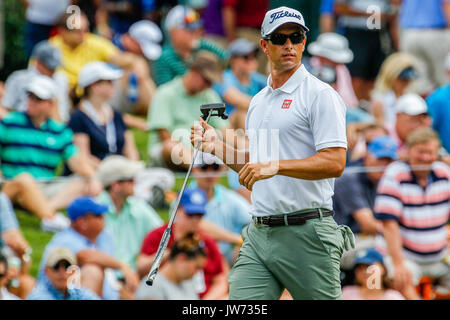 August 10, 2017: Adam Scott von Australien auf der achten Grün während der ersten Runde der 99th PGA Championship an der Wachtel-Höhle Club in Charlotte, NC. (Scott Kinser/Cal Sport Media) Stockfoto