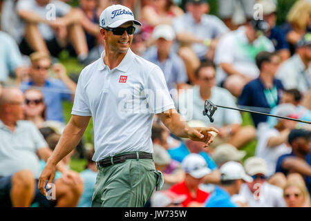 August 10, 2017: Adam Scott von Australien auf der achten Grün während der ersten Runde der 99th PGA Championship an der Wachtel-Höhle Club in Charlotte, NC. (Scott Kinser/Cal Sport Media) Stockfoto