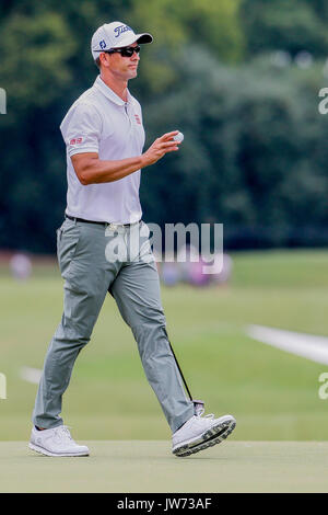 August 10, 2017: Adam Scott von Australien auf dem 11 Grün während der ersten Runde der 99th PGA Championship an der Wachtel-Höhle Club in Charlotte, NC. (Scott Kinser/Cal Sport Media) Stockfoto