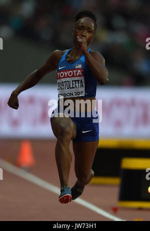 London, Großbritannien. 11 Aug, 2017. Tianna Bartoletta der USA Sprünge im Weitsprung Finale in London 2017 IAAF Weltmeisterschaften in der Leichtathletik. Credit: Ulrik Pedersen/Alamy leben Nachrichten Stockfoto