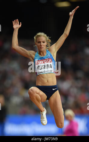 London, Großbritannien. 11 Aug, 2017. Darya Klishinajumps im Weitsprung Finale in London 2017 IAAF Weltmeisterschaften in der Leichtathletik. Credit: Ulrik Pedersen/Alamy leben Nachrichten Stockfoto