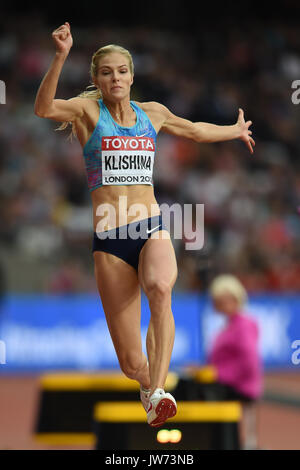 London, Großbritannien. 11 Aug, 2017. Darya Klishinajumps im Weitsprung Finale in London 2017 IAAF Weltmeisterschaften in der Leichtathletik. Credit: Ulrik Pedersen/Alamy leben Nachrichten Stockfoto