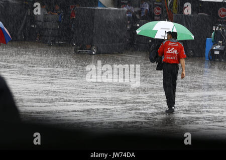 Lexington, Ohio, USA. 11 Aug, 2017. August 11, 2017 - Lexington, Ohio, USA: Ryan Reed (16) arbeitet in der Regen während der mid-ohio Herausforderung in Mid-Ohio Sports Car Course in Lexington, Ohio. Quelle: Chris Owens Asp Inc/ASP/ZUMA Draht/Alamy leben Nachrichten Stockfoto