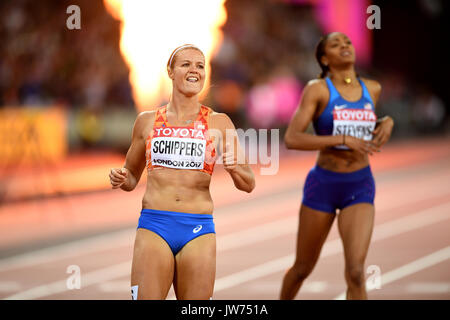 London, Großbritannien. 11 Aug, 2017. Dafne Schippers erhalten Sie 200 m Titel bei der WM in London Credit: Mariano Garcia/Alamy leben Nachrichten Stockfoto