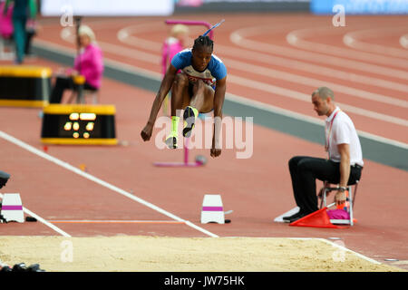 London, Großbritannien. 11 Aug, 2017. London, 11. August 2017. Tianna Bartoletta, USA, in der Frauen springen Finale am Tag acht der IAAF London 2017 Weltmeisterschaften am London Stadion. Credit: Paul Davey/Alamy leben Nachrichten Stockfoto