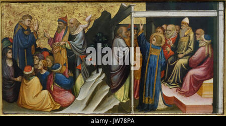 Predella Panel, die die Legende des Hl. Stephanus, Angellili Di Nardo, 1408, Ansicht 1, Stephen vor dem Hohepriester und Ältesten der Sanhedrin, Tempera auf Panel National Museum der westlichen Kunst, Tokyo DSC 08088 Stockfoto