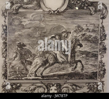 Clovis und Clotilda, Detail, von Stefano Della Bella, c 1650, Radierung National Museum der westlichen Kunst, Tokyo DSC 08355 Stockfoto