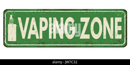 Vaping Zone vintage rostiges Metall Zeichen auf weißem Hintergrund, Vector Illustration Stock Vektor