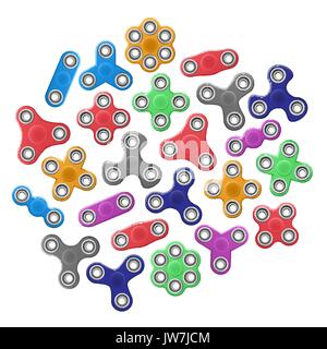 Realistische Satz von Hand spinner Spielzeug verschiedene Farben. Vector Icons Stock Vektor