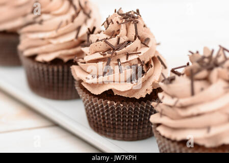 Nahaufnahme der chocolate Cupcakes Stockfoto