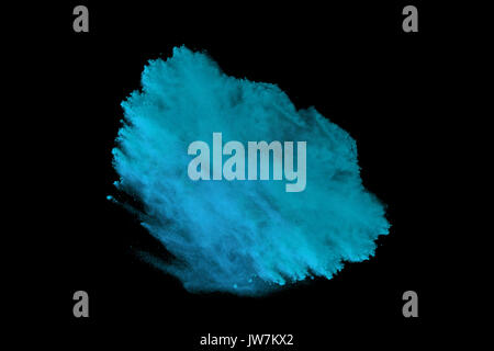 Rot bunt Pulver Spritzen auf schwarzem Hintergrund Stockfoto