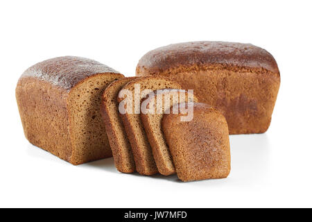 Frisches Brot, isoliert auf weiss Stockfoto