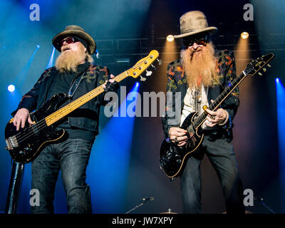 ZZTop: Billy Gibbons an der Gitarre, staubigen Hügel am Bass Stockfoto