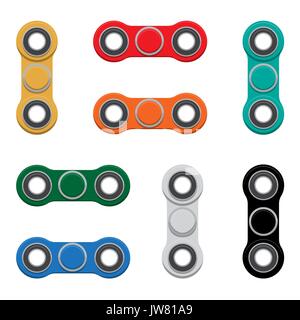 Satz - Spinner. Neue populäre Anti-Stress-Spielzeug. Vector Illustration. Stock Vektor