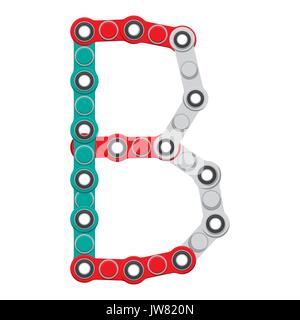 Alphabet aus die neue populäre Anti-Stress-Spielzeug Spinner. Buchstabe B. Vektor Illustration. Stock Vektor