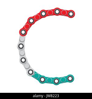 Alphabet aus die neue populäre Anti-Stress-Spielzeug Spinner. Buchstabe C. Vector Illustration. Stock Vektor