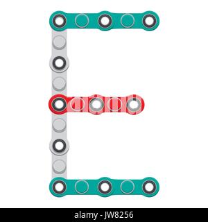 Alphabet aus die neue populäre Anti-Stress-Spielzeug Spinner. Buchstaben e Vector Illustration. Stock Vektor