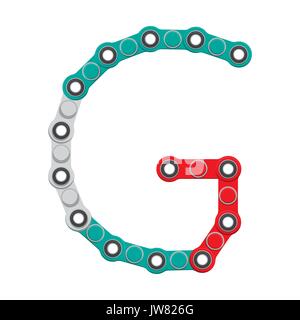 Alphabet aus die neue populäre Anti-Stress-Spielzeug Spinner. Buchstaben G Vector Illustration. Stock Vektor