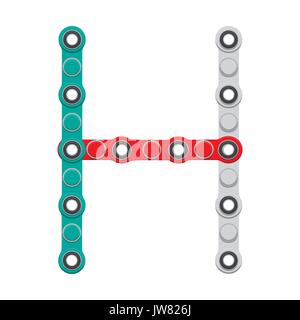 Alphabet aus die neue populäre Anti-Stress-Spielzeug Spinner. Schreiben H. Vector Illustration. Stock Vektor