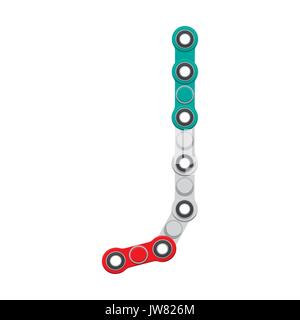 Alphabet aus die neue populäre Anti-Stress-Spielzeug Spinner. LetterJ. Vector Illustration. Stock Vektor