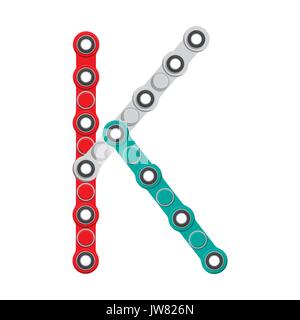 Alphabet aus die neue populäre Anti-Stress-Spielzeug Spinner. Schreiben K. Vector Illustration. Stock Vektor