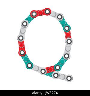 Alphabet aus die neue populäre Anti-Stress-Spielzeug Spinner. Buchstaben Q. Vector Illustration. Stock Vektor