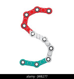 Alphabet aus die neue populäre Anti-Stress-Spielzeug Spinner. Schreiben S. Vector Illustration. Stock Vektor