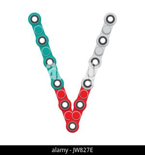 Alphabet aus die neue populäre Anti-Stress-Spielzeug Spinner. Brief V. Vector Illustration. Stock Vektor