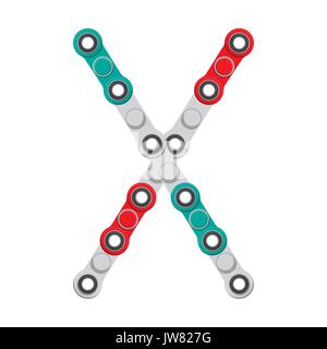 Alphabet aus die neue populäre Anti-Stress-Spielzeug Spinner. Buchstaben X Vector Illustration. Stock Vektor