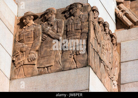 Closeup Detail der ANZAC War Memorial, Hyde Park, Sydney, New South Wales, Australien. Stockfoto