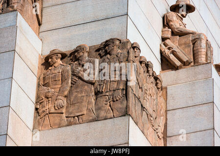 Closeup Detail der ANZAC War Memorial, Hyde Park, Sydney, New South Wales, Australien. Stockfoto